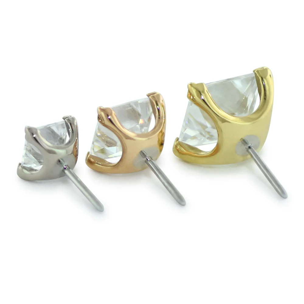18K Gold Princess Cut Prong Set Gem - Image 3