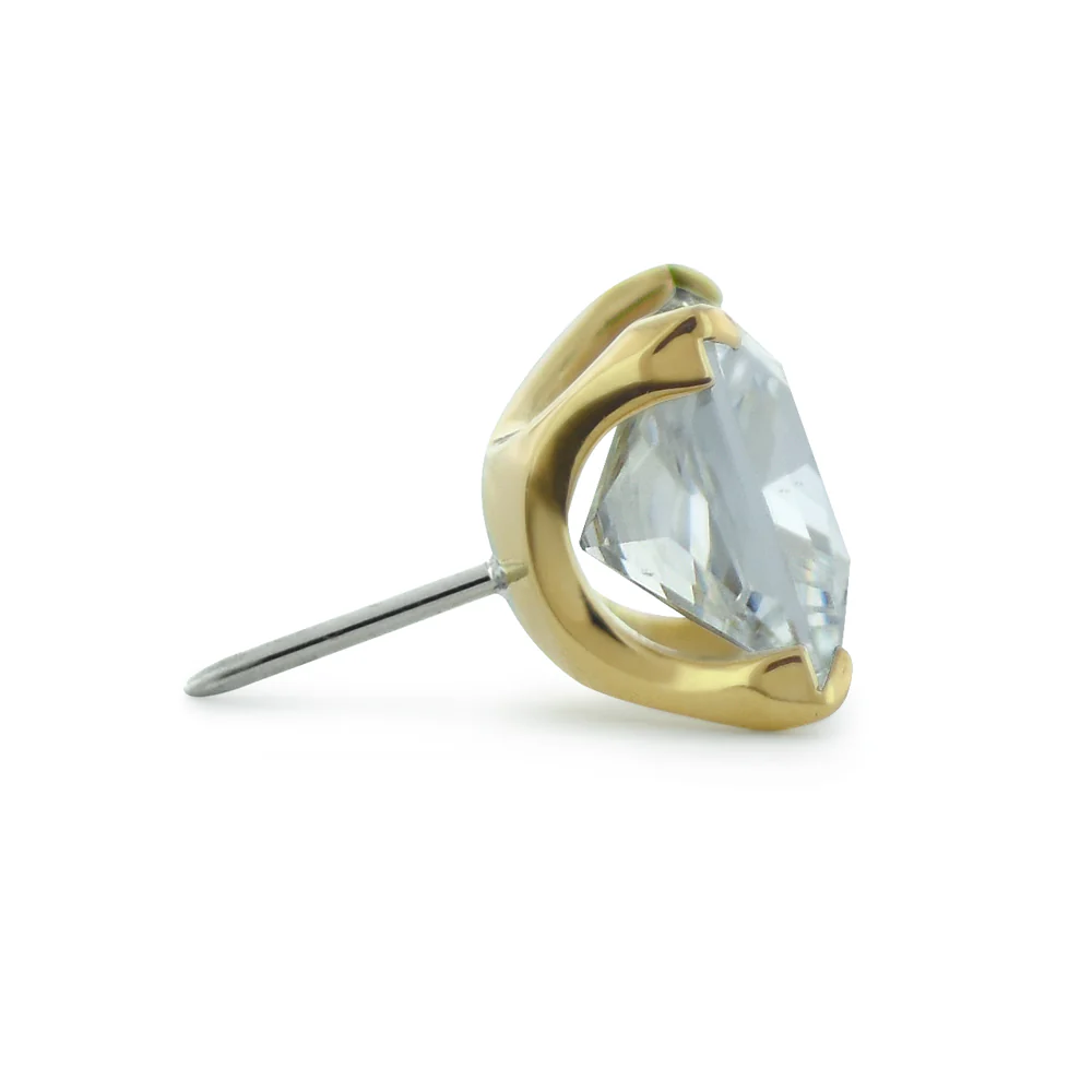 18K Gold Princess Cut Prong Set Gem - Image 4